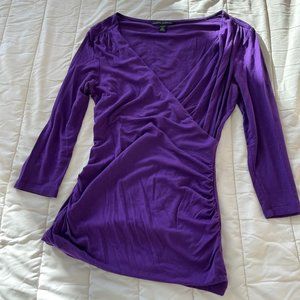Banana Republic 3/4 Sleeve Cross-Front Purple Top, Size Petite XS